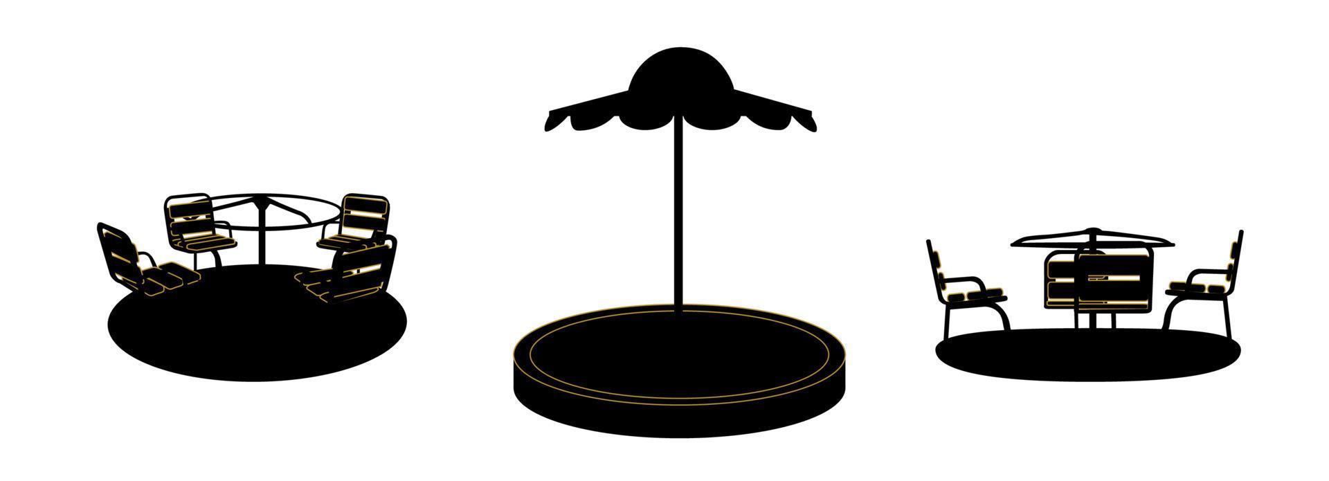 Set of Silhouette Swing Black on White Background. Vector Illust