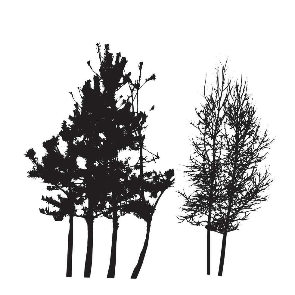 Tree Silhouette Isolated on White Backgorund. Vecrtor Illustrati vector