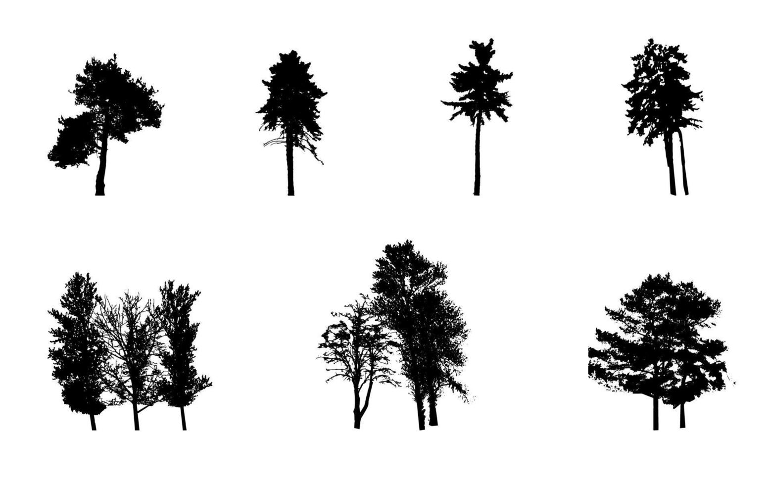 Set of Tree Silhouette Isolated on White Backgorund. Vecrtor Ill vector