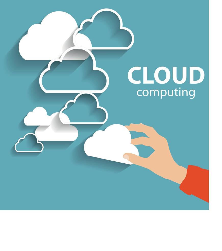 concepto de computación en la nube en diferentes dispositivos electrónicos. vector