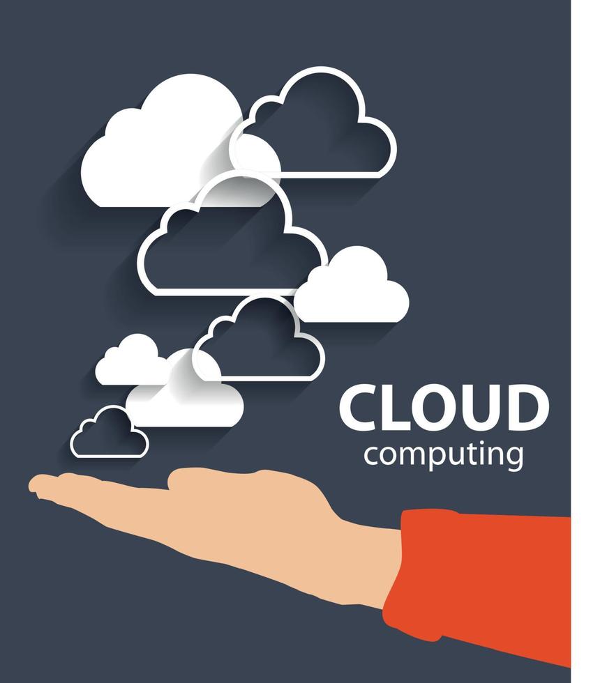 concepto de computación en la nube en diferentes dispositivos electrónicos. vector