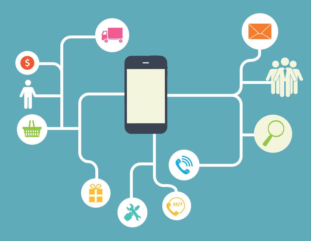 Cloud Computing Concept on Different Electronic Devices. Vector