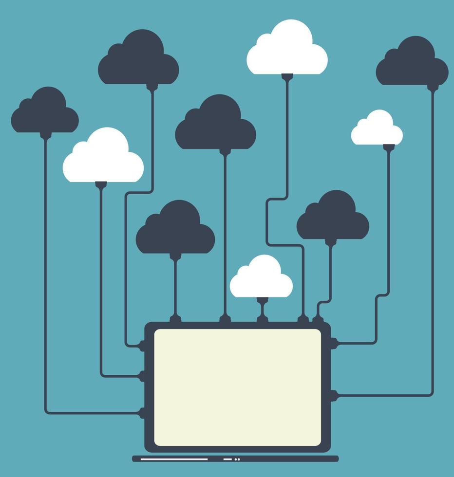 Cloud Computing Concept on Different Electronic Devices. Vector