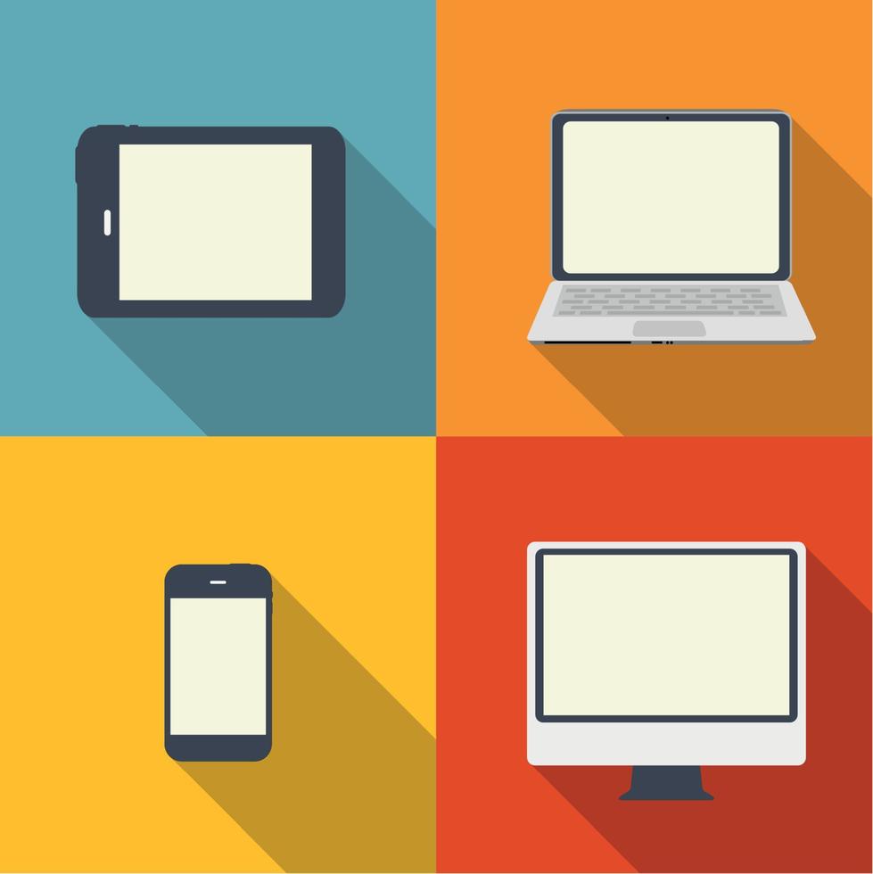 Computing Concept on Different Electronic Devices. Vector Illust