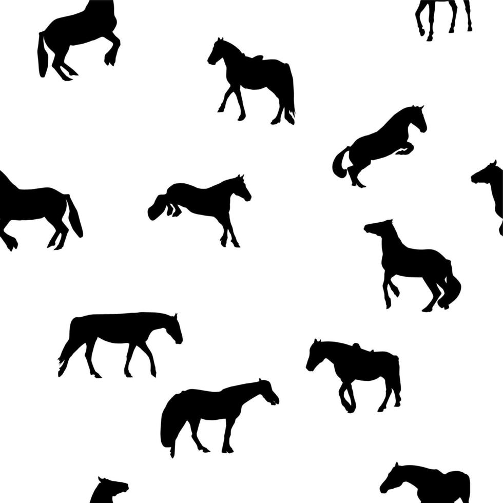 Horse Runs, Hops, Gallops Isolated. Seamless Pattern. vector