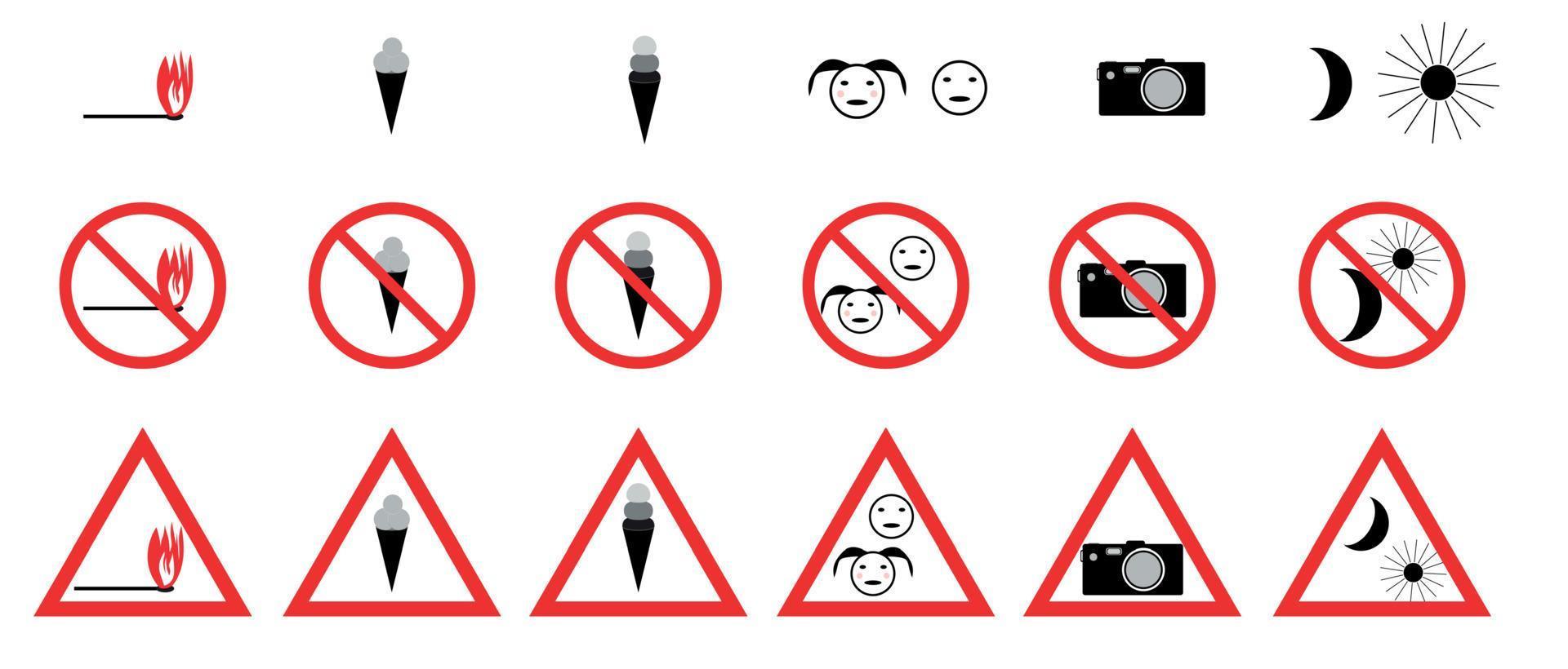 Set of Prohibition Signs. Vector Illustration