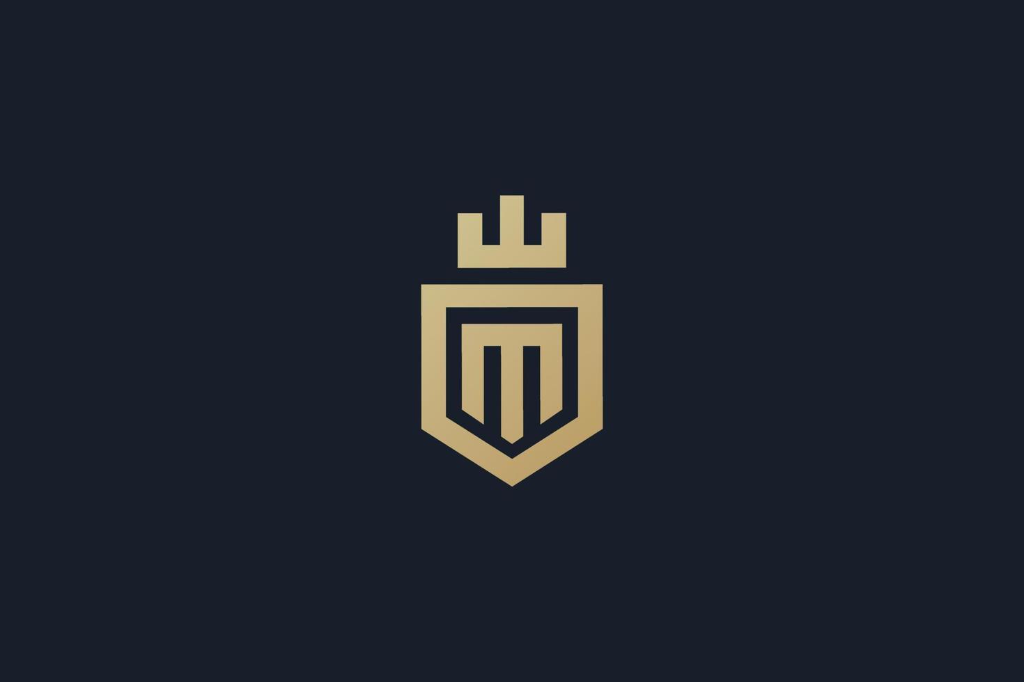 Crest M logo design , abstract letter M in the shield logo . vector