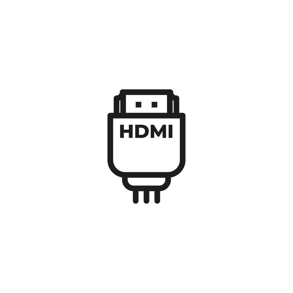 icono de hdmi. icono de hdmi 2.0. icono de línea de cable hdmi, signo de vector de contorno, pictograma de estilo lineal aislado en blanco. símbolo, ilustración del logotipo. trazo editable