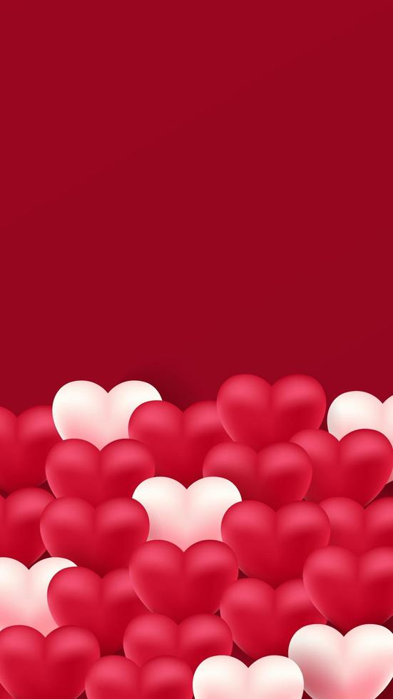 Valentine's Day background design with text space using red and white color of heart shape . vector