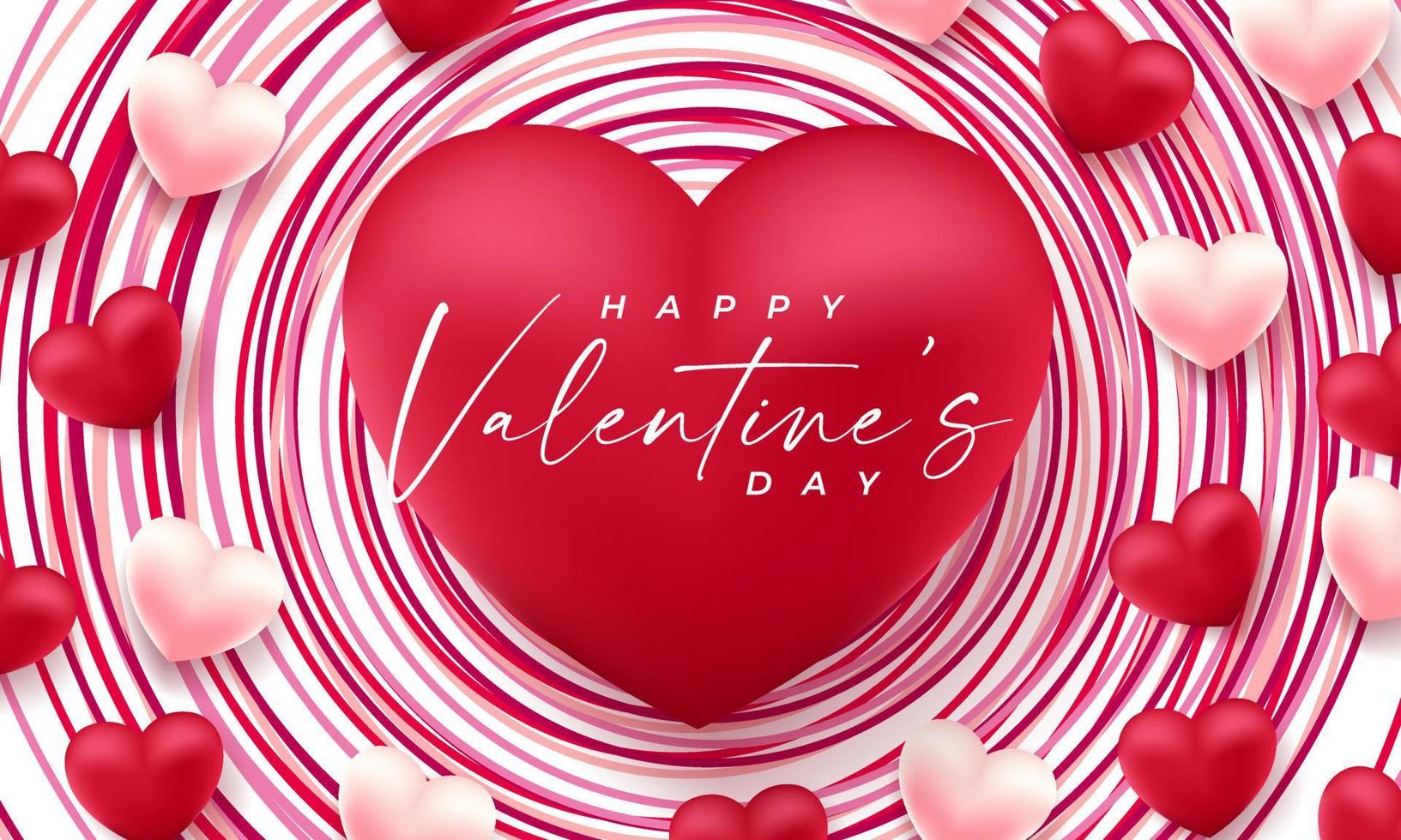 Valentines day 3d hearts. Cute love banner, romantic greeting card ...