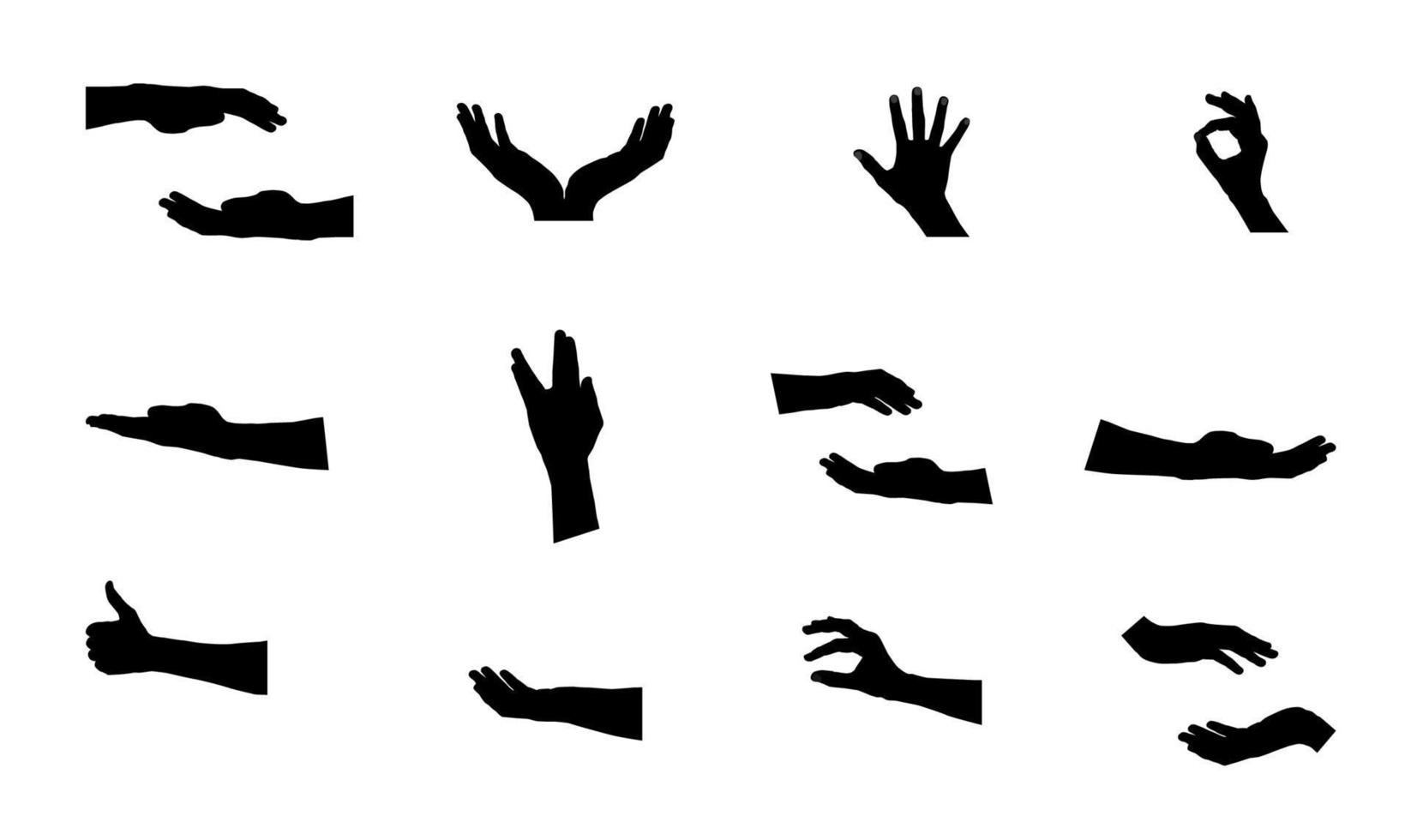 Black Set of Hand. Vector Illustration