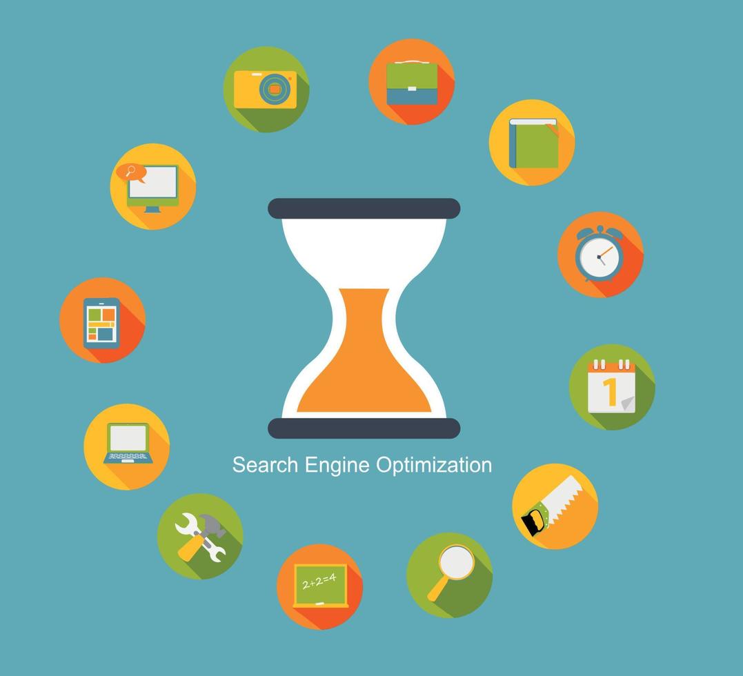 SEO - Search Engine Optimization Flat Icon Vector Illustration