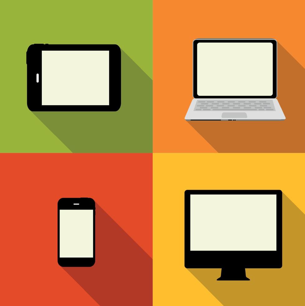 Computing Concept on Different Electronic Devices. Vector Illust