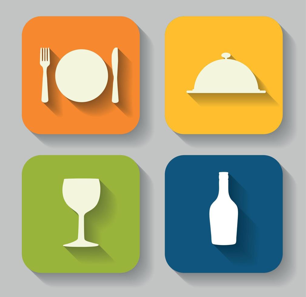 Modern Flat Food Icon Set for Web vector