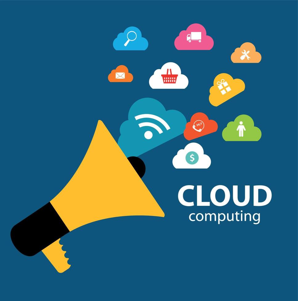 Cloud Computing Concept on Different Electronic Devices. Vector