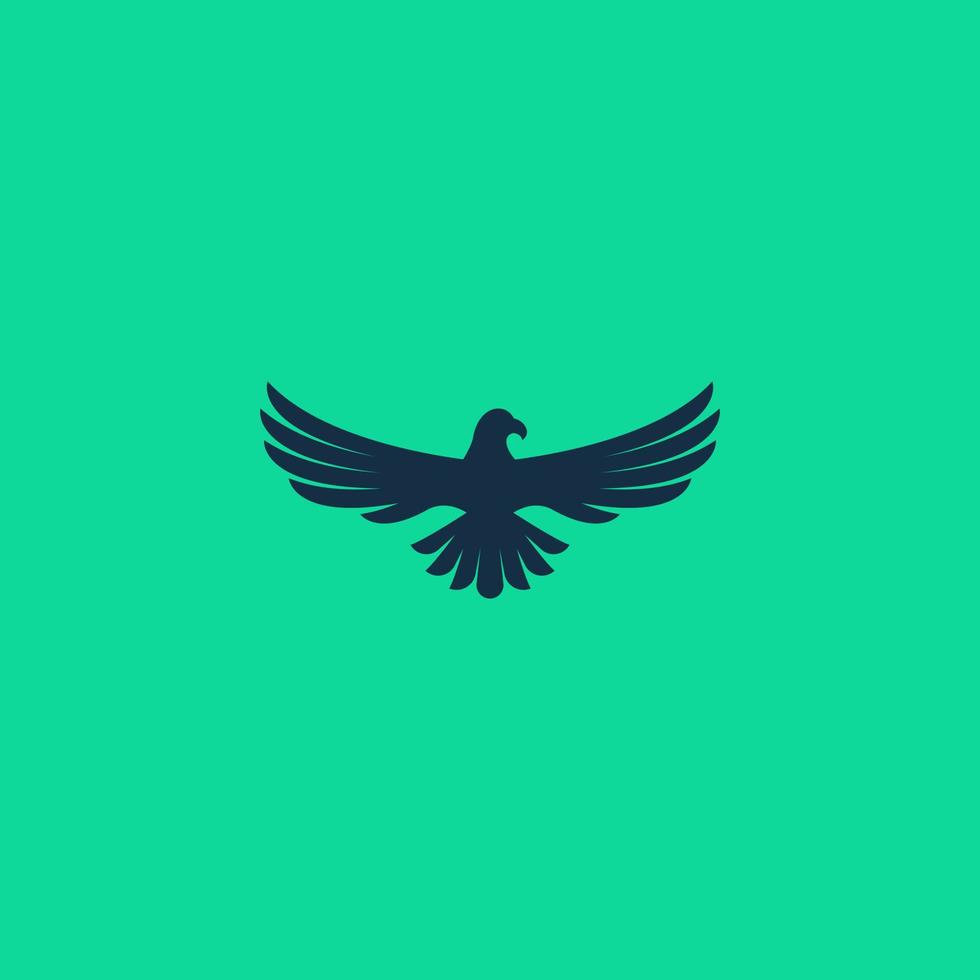 abstract simple eagle logo design isolated on green background color. vector
