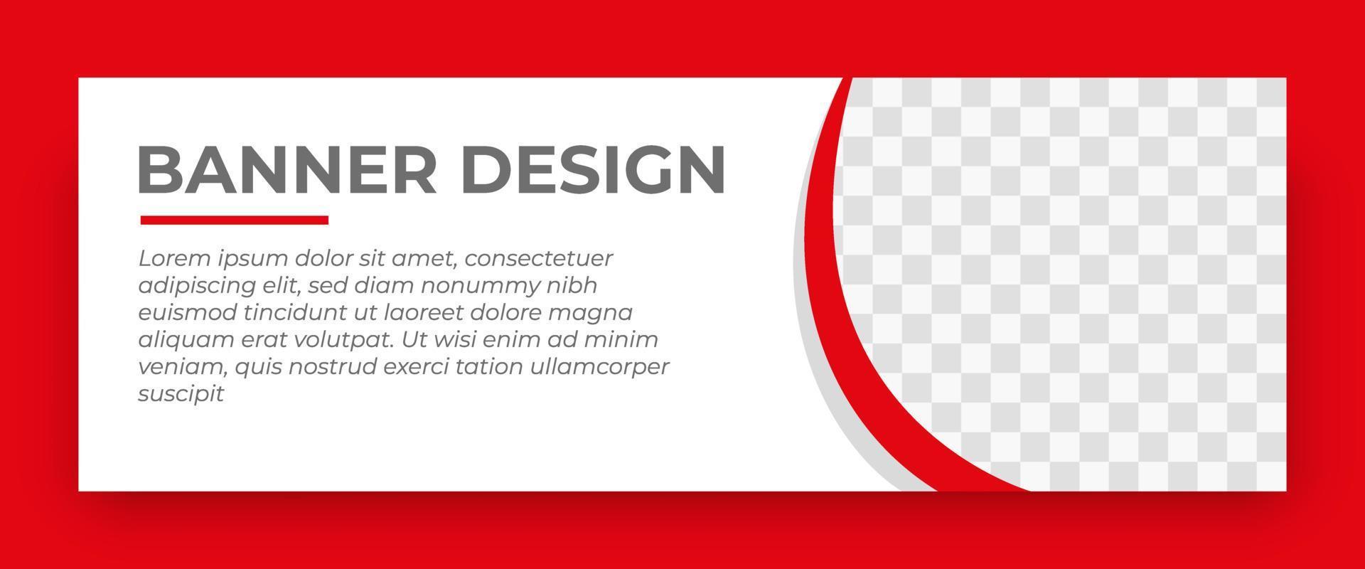 plantilla de banner web creativo. tamaño estándar con lugar para fotos. diseño de plantillas de banner con color rojo. ilustración vectorial vector