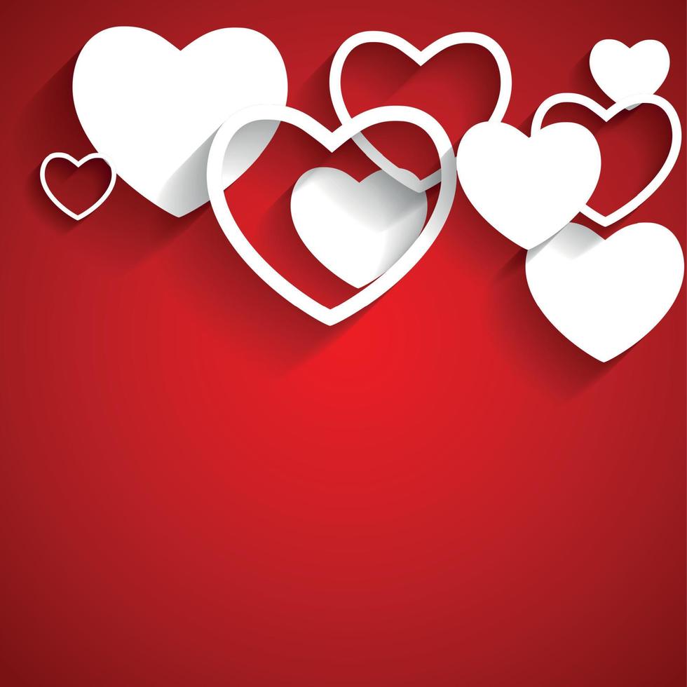 Happy Valentines Day Card with Heart. Flat  Vector Illustration