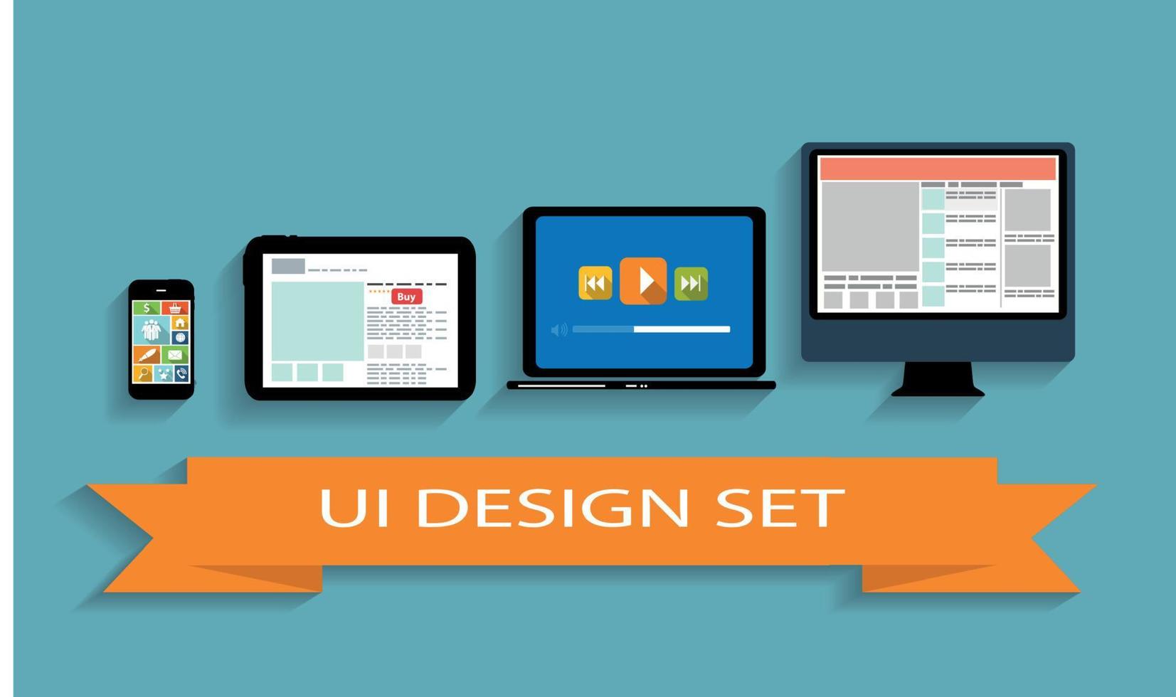 Cloud Computing Concept on Different Electronic Devices. Vector