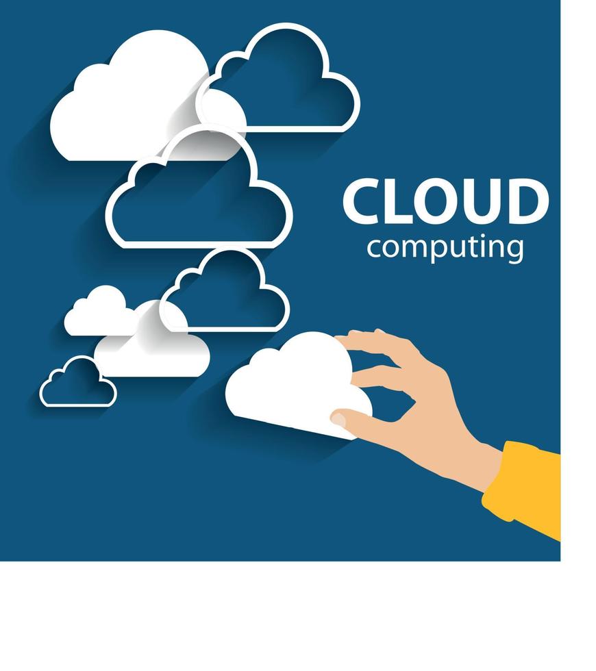 concepto de computación en la nube en diferentes dispositivos electrónicos. vector