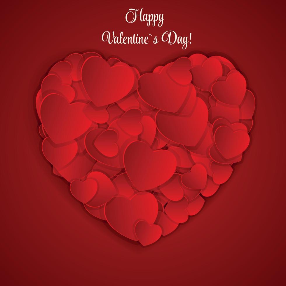 Happy Valentines Day Card with Heart. Vector Illustration