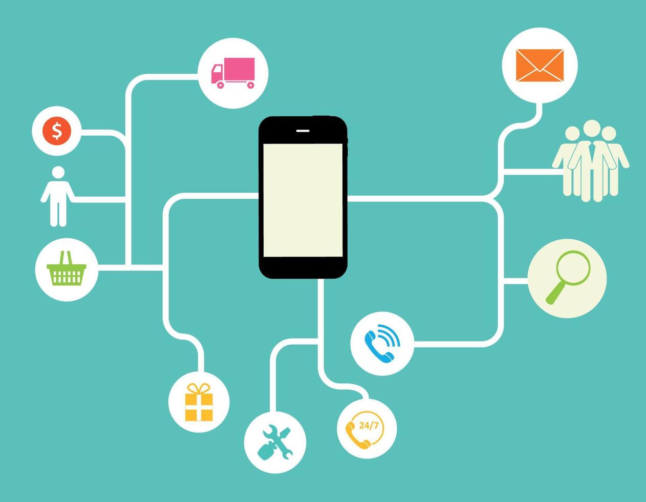 Cloud Computing Concept on Different Electronic Devices. Vector