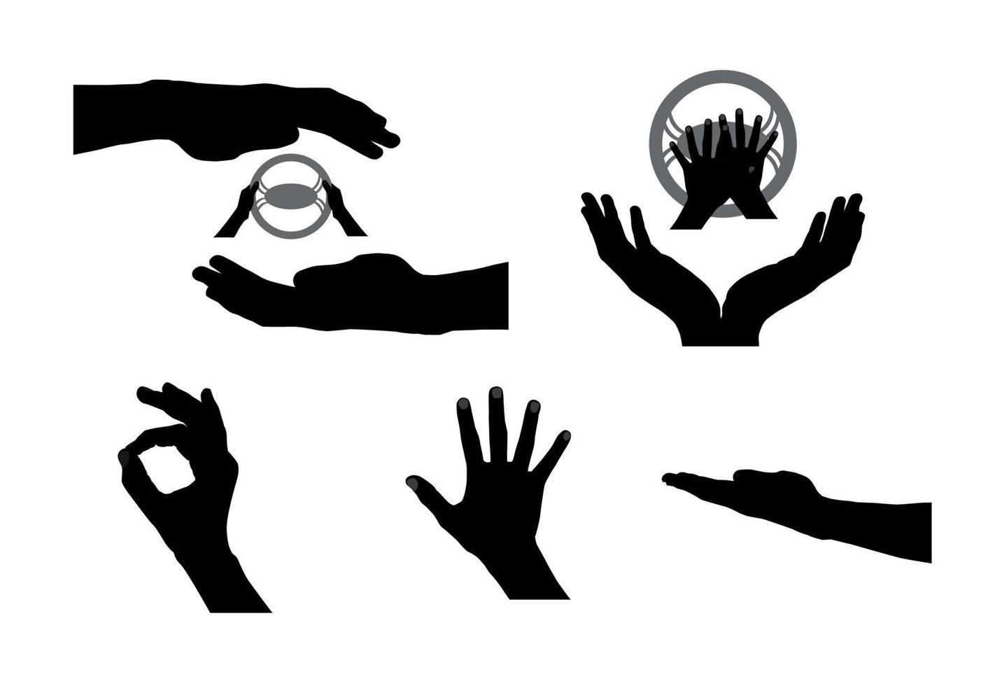 Black Set of Hand. Vector Illustration