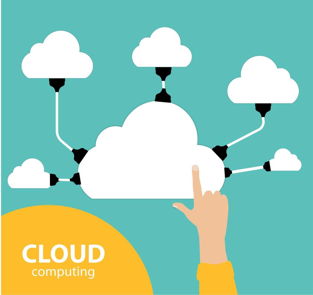 Cloud Computing Concept on Different Electronic Devices. Vector