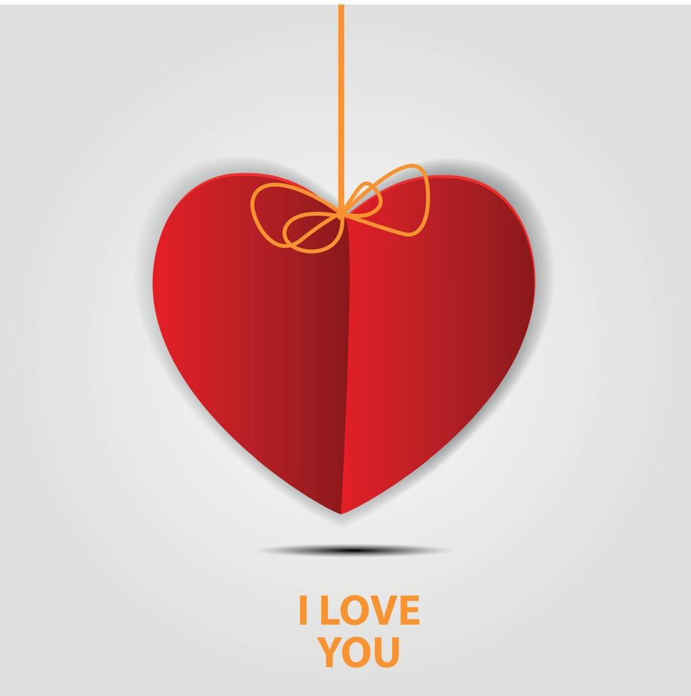 Happy Valentines Day Card with Heart. Vector Illustration