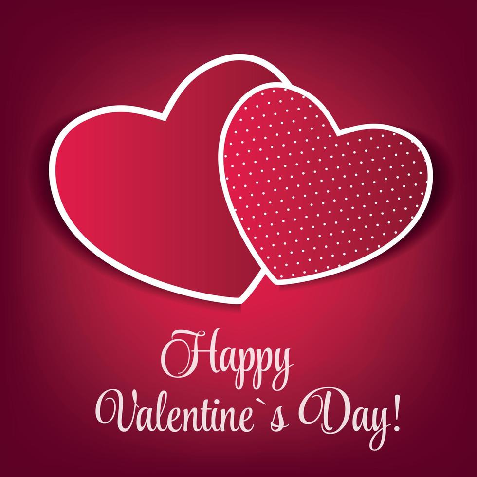 Happy Valentines Day card with heart. Vector illustration