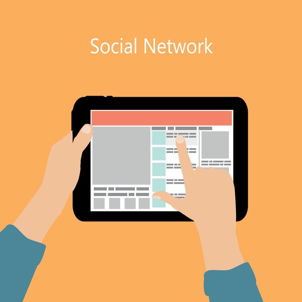 Using Social Network Concept Flat Vector Illustration