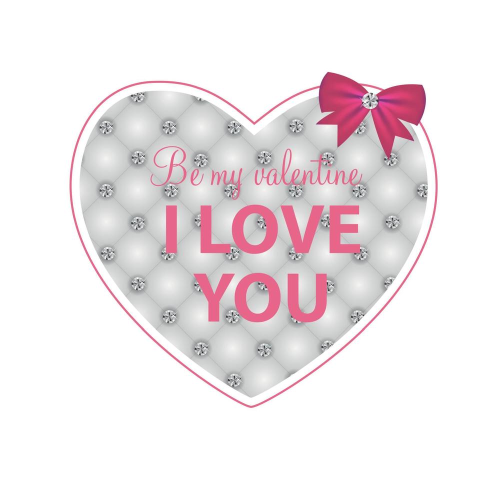 Happy Valentines Day Card with Heart. Vector Illustration