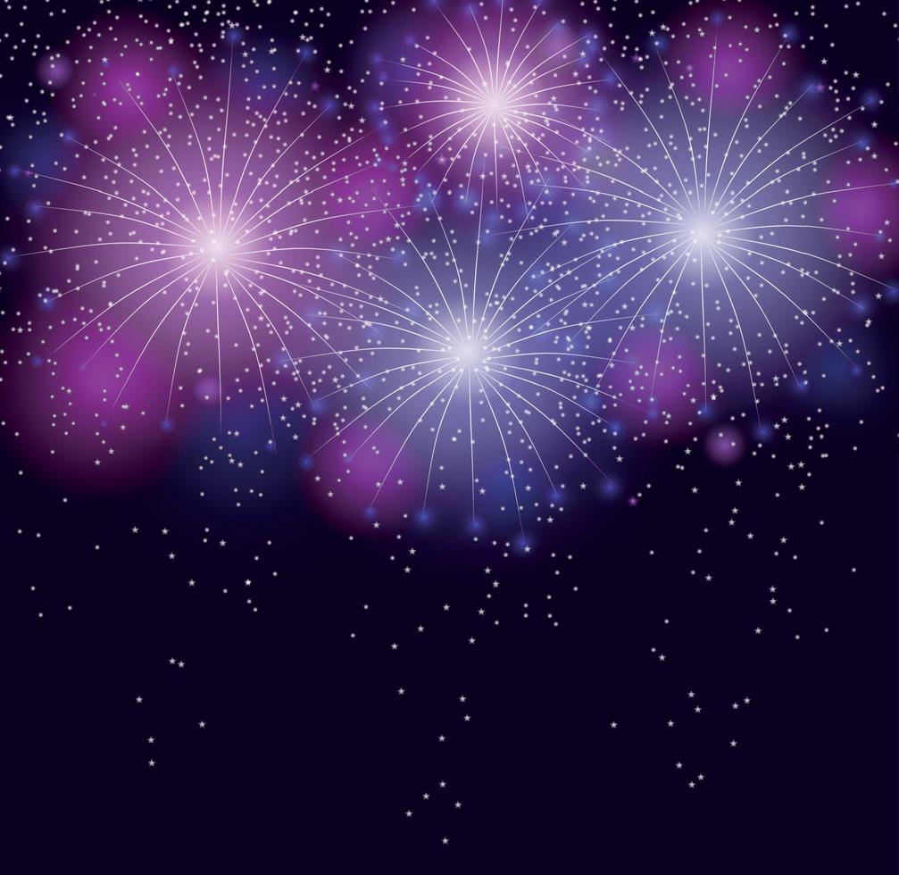 Glossy Fireworks Background Vector Illustration