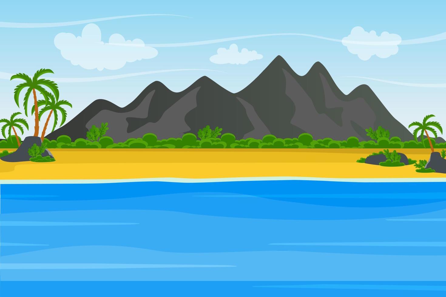 mountain view with beach vector illustration.