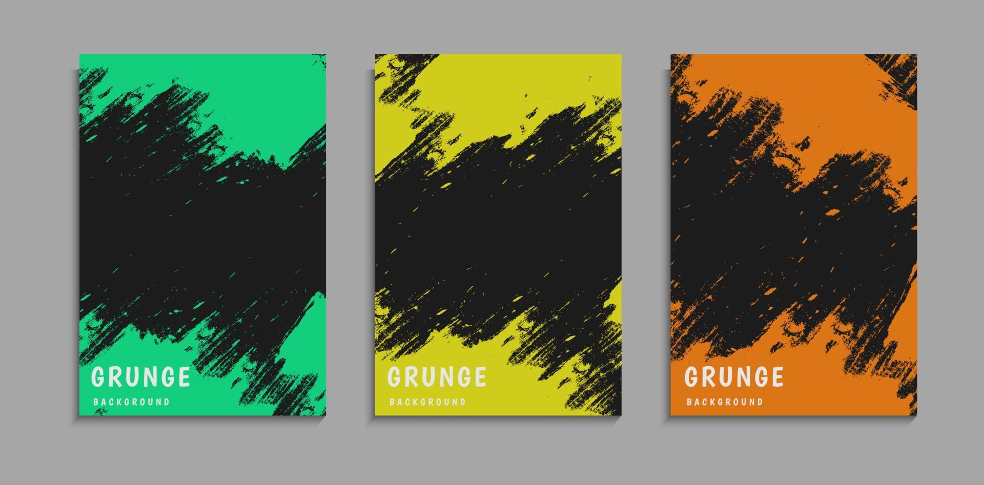 Conjunto de diseño de textura grunge colorido abstracto en fondo negro vector