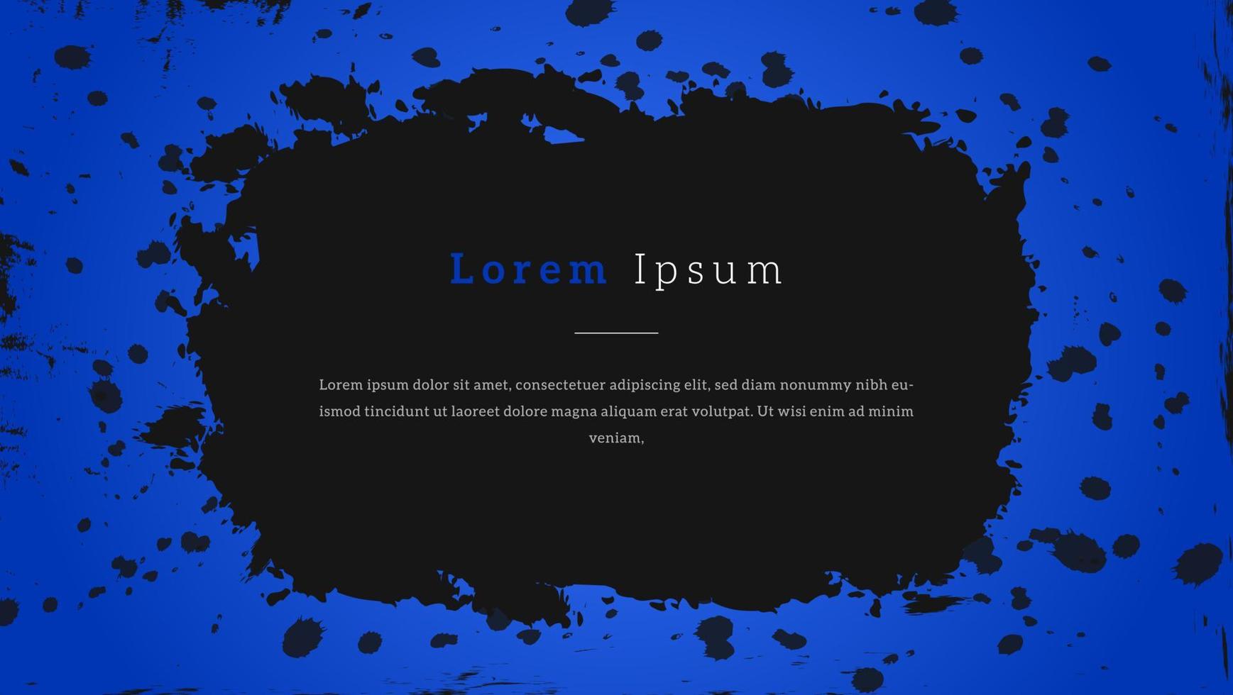 Abstract Frame Grunge Black Ink Drop In Gradient Blue Background vector
