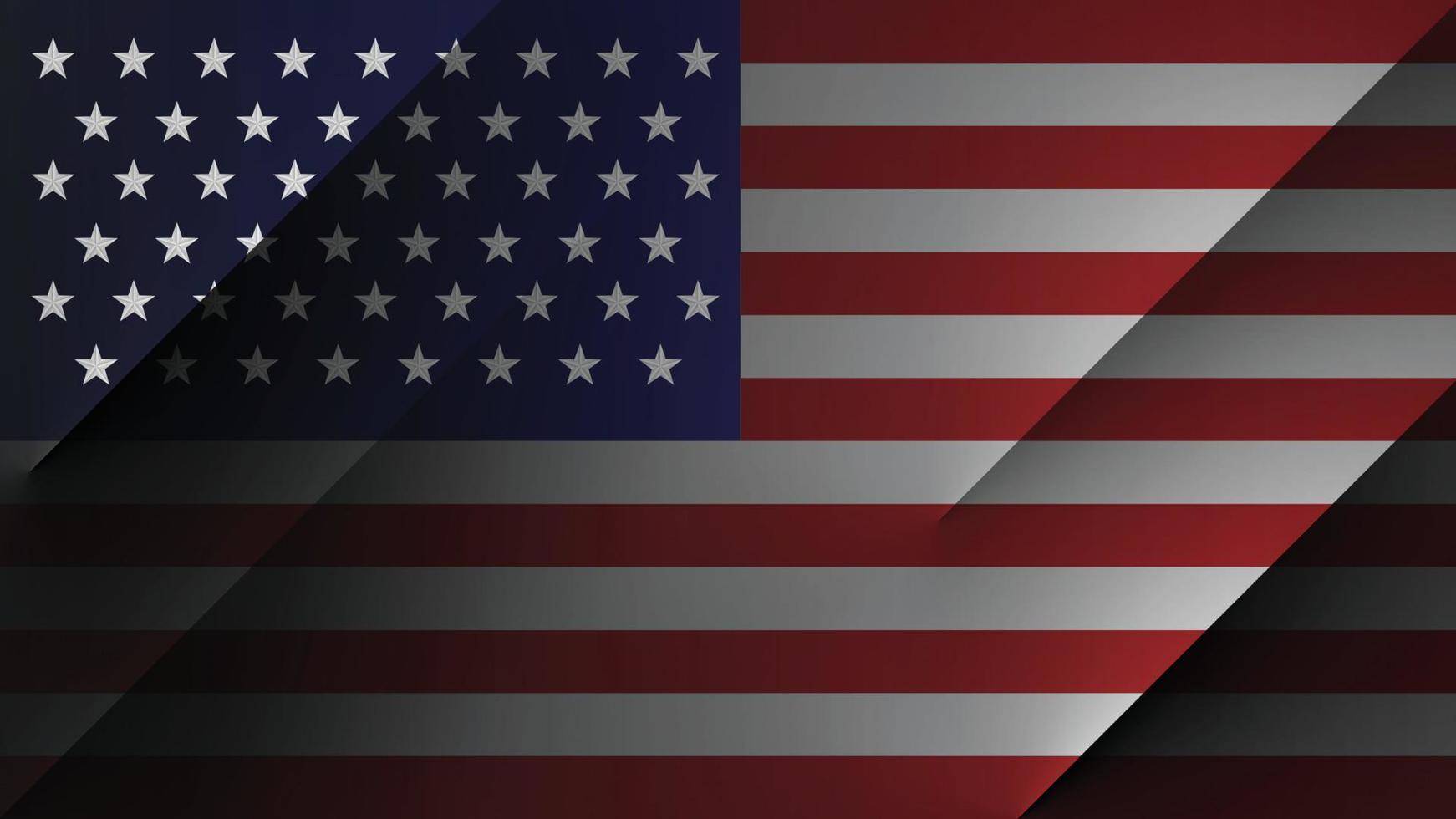 USA national flag wallpaper. Solid lines peeking out from behind the canvas curtain. Objects pop up from back screen. vector