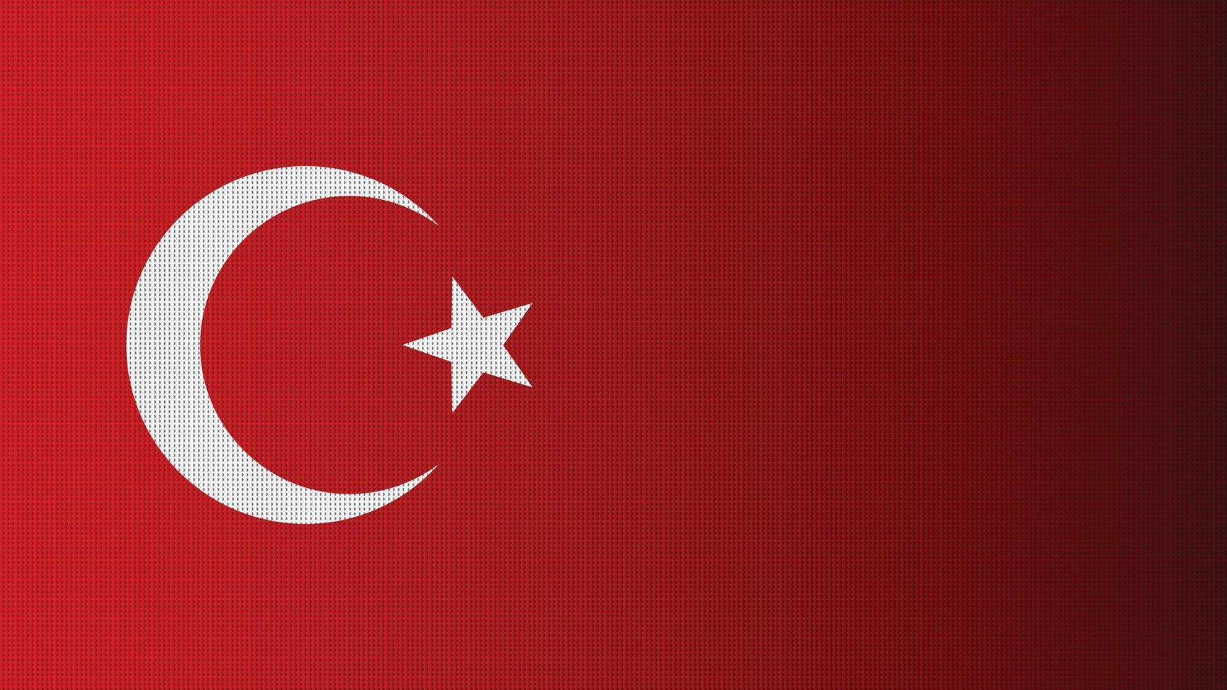 imagen de vector de bandera nacional de turquía. diseño plano con estilo de patrón de tela punteada.