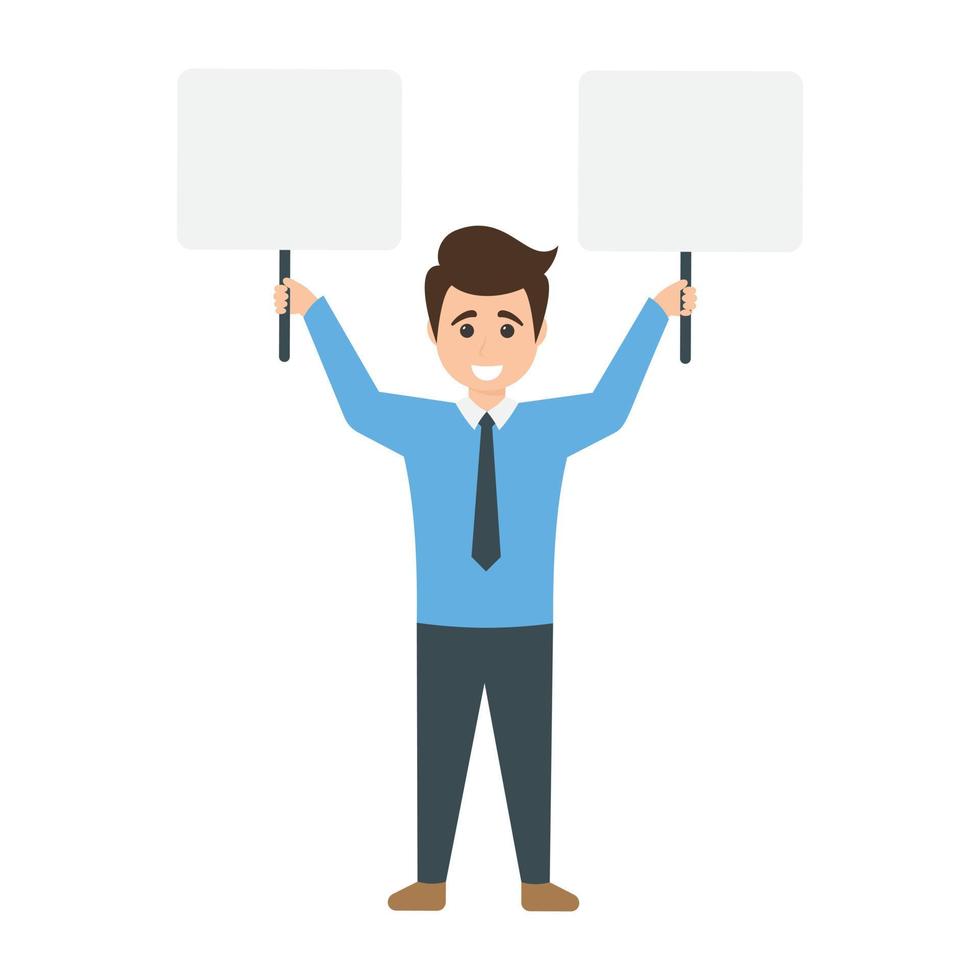 Businessman Holding Placard vector