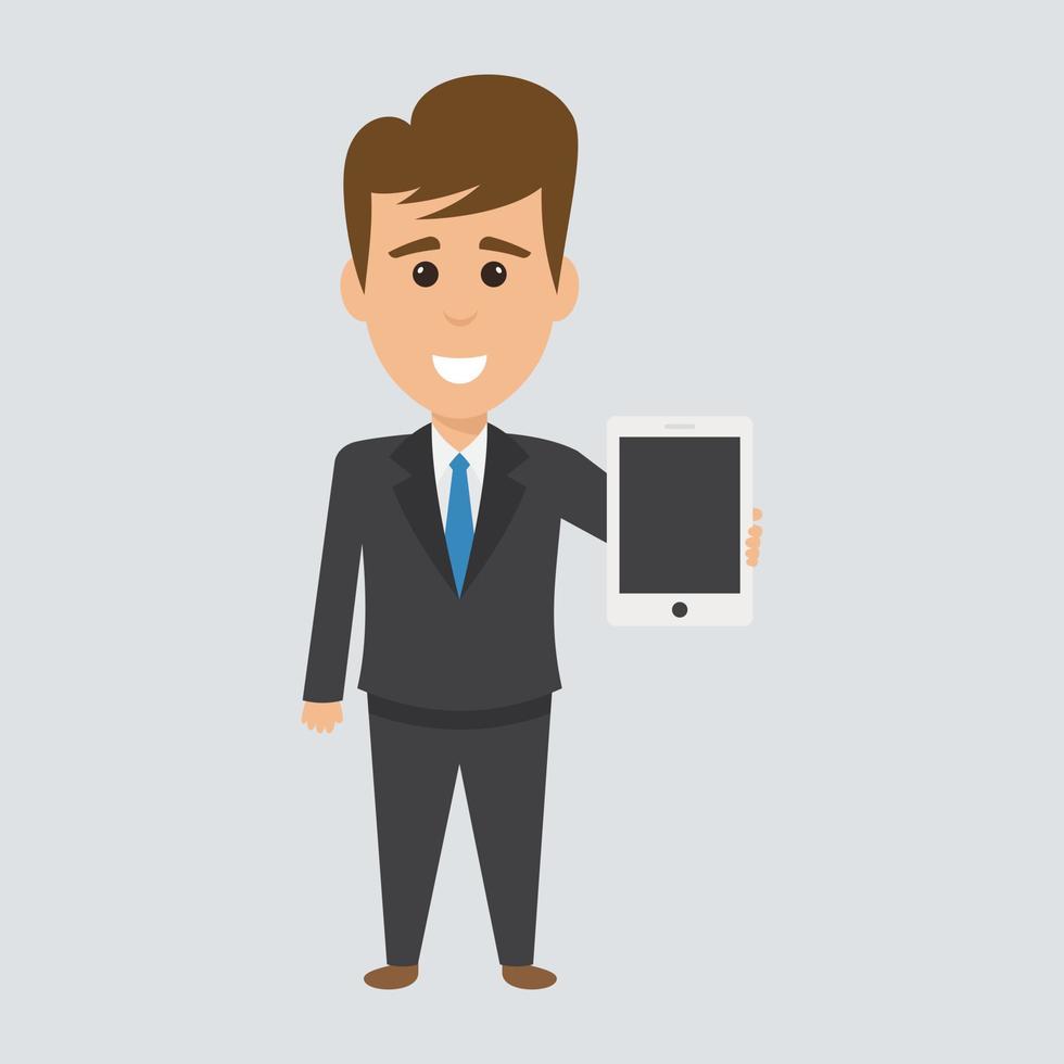 Businessman Holding Ipad vector