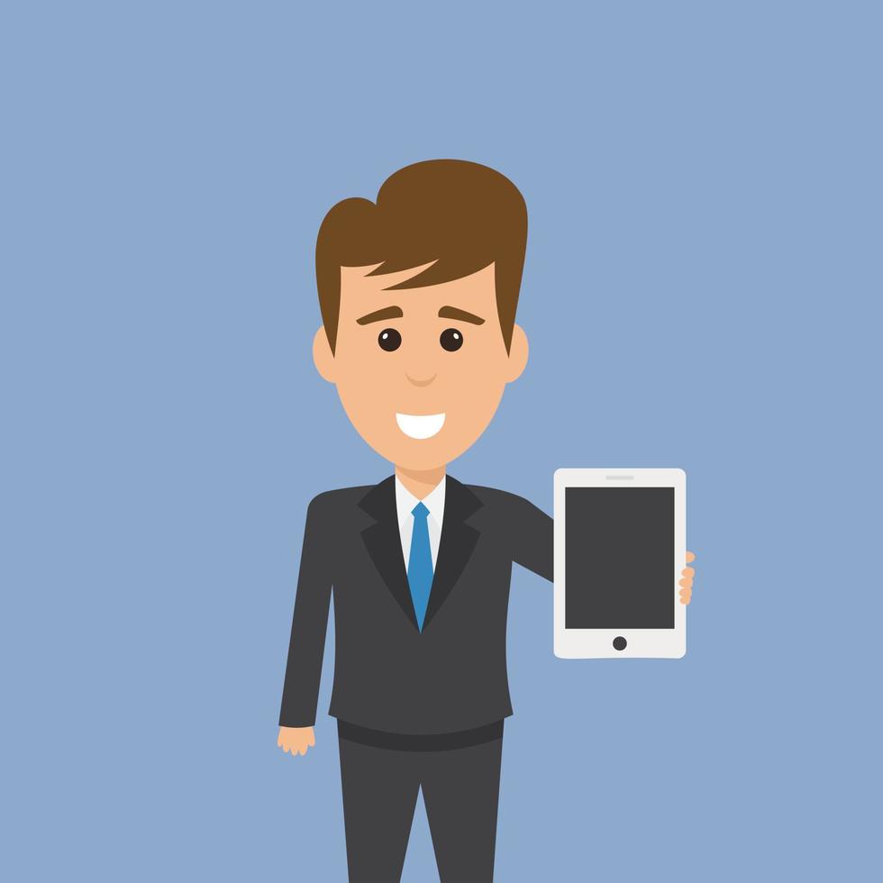 Businessman Holding Ipad vector