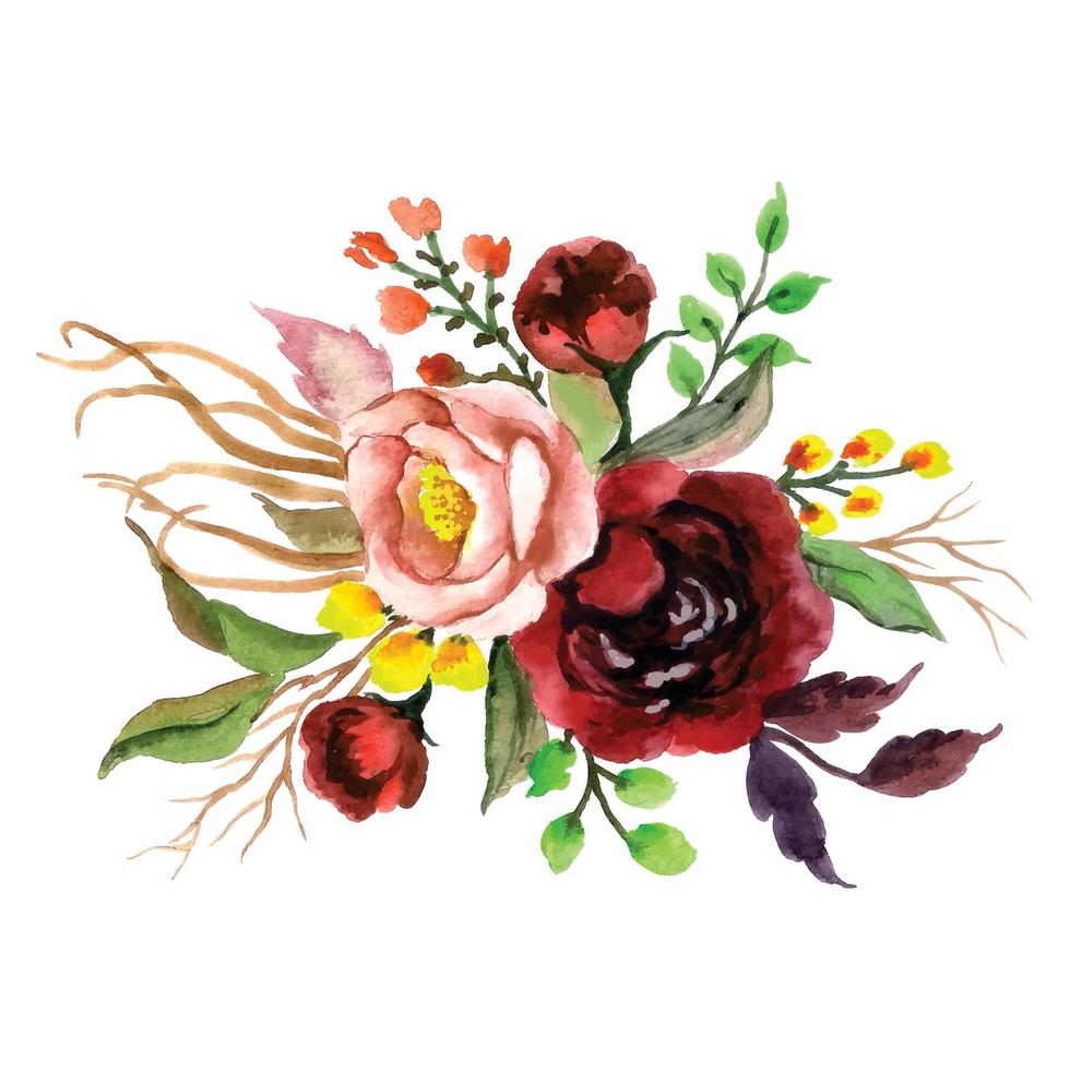 Beautiful flower watercolor isolated clip art vector