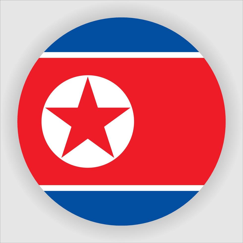 North Korea Flat Rounded National Flag Icon Vector