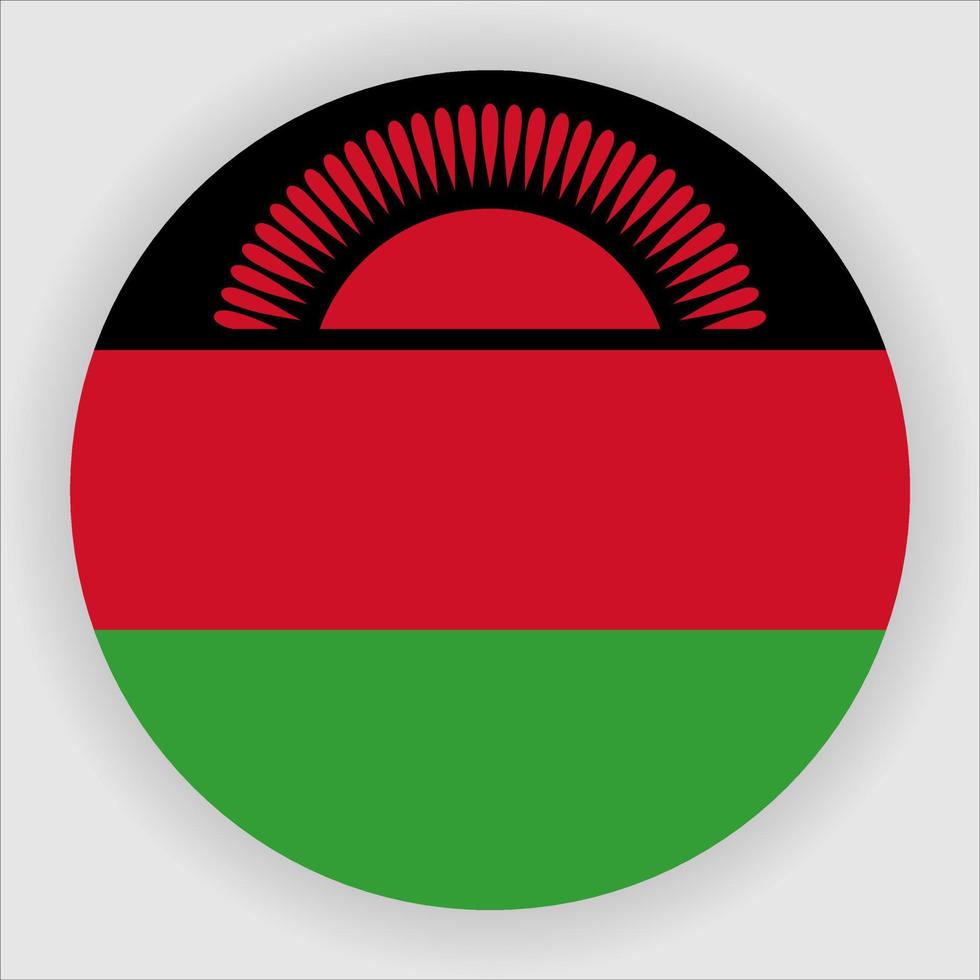 Malawi Flat Rounded National Flag Icon Vector