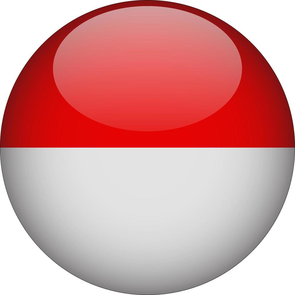 Indonesia 3D Rounded National Flag Button Icon Illustration vector