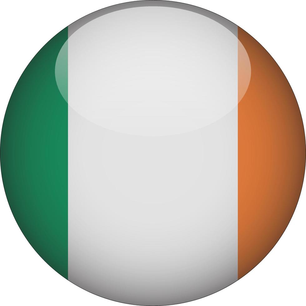 Ireland 3D Rounded National Flag Button Icon Illustration vector