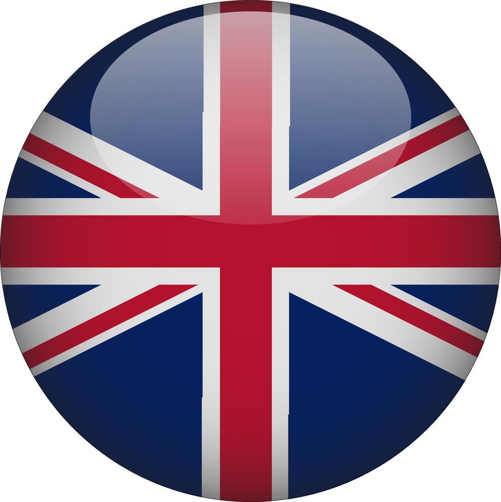 United Kingdom 3D Rounded National Flag Button Icon vector