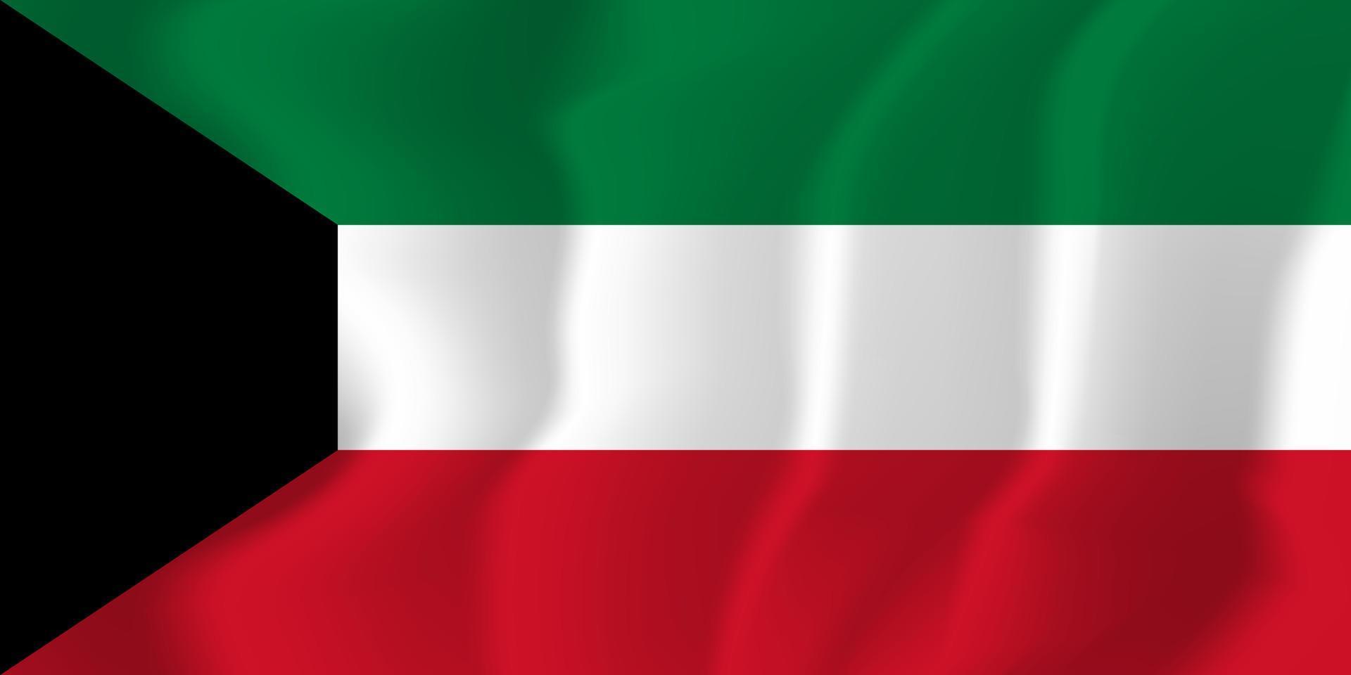 ilustración de fondo ondeando la bandera nacional de kuwait vector