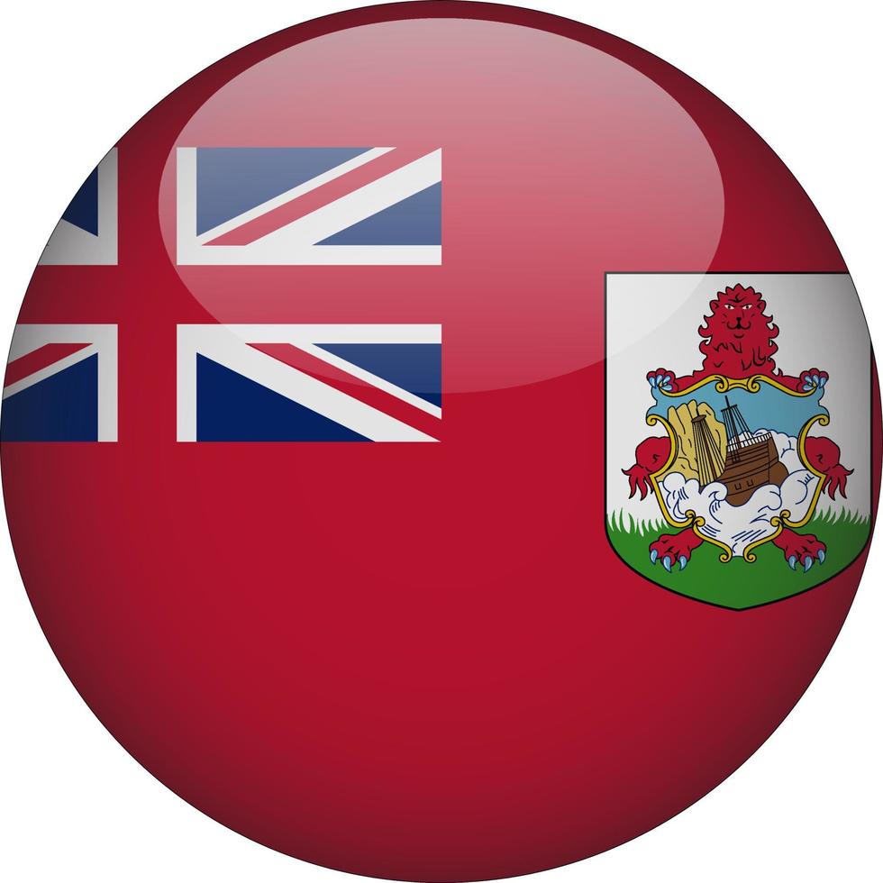 bermudas, 3d, redondeado, bandera nacional, botón, icono, ilustración vector