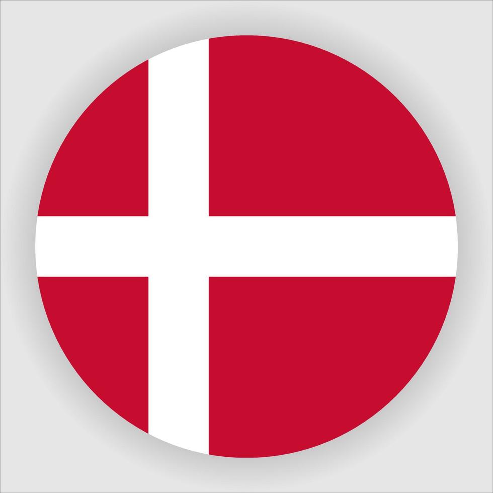 Denmark Flat Rounded National Flag Icon Vector